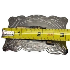 Western Belt Buckle, Silver Tone With Gold Gun, Vintage, Made In USA