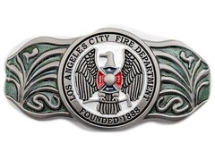 Men Women Silver Metal Belt Buckle Long Los Angeles LA Fire Department Flag 1888