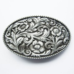 Western Cowgirl Flower Pattern Metal Belt Buckle