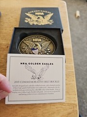 NIB NRA GOLDEN EAGLES 2015 COMMEMORATIVE LIMITED EDITION BELT BUCKLE NEVER USED