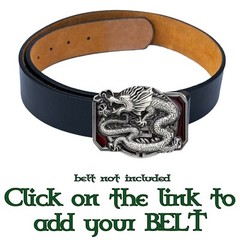 Chinese Dragon Belt Buckle Biker Gothic Metal Pewter Finish Calendar Martial