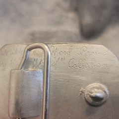 Vintage Bill Callahan Signed Bass Buckle Belt Wildlife in Pewter.