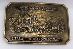 Western Belt Buckle The Hangtown Jerkline Sierra Humps & Saddlbacks Brass USA