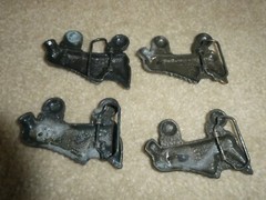 Lot of 4 Vintage Brass Roller Skate Belt Buckles 3 1/2&Prime; Wide