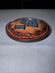 Vintage « Luv Ya Blue!  » OILERS Belt Buckle Leather Top Grain Cowhide 8909 🔥🔥