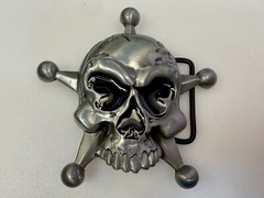 Creepy Skull Grinning Teeth Five Point Star Gothic Punk Cutout Belt Buckle