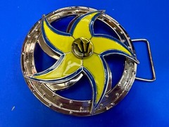 Spinning Arrow Yellow Star Circle Neptune Symbol Round Spinner Large Belt Buckle