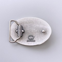 Vintage Silver Plated Wolf Oval Belt Buckle Boucle de Ceinture