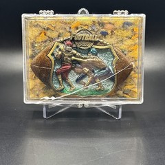 Vintage 1982 The Great American Belt Buckle Co Football Solid Brass Enameled