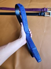 3.8CM Navy Blue 100% Genuine Nubuck Ostrich Legs Leather Skin Men Belt Buckle