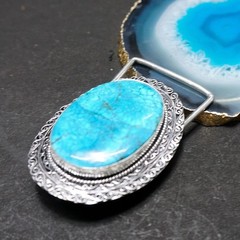 Handmade Silver Plated Belt Buckle with Natural Turquoise Stone- Western Vintage