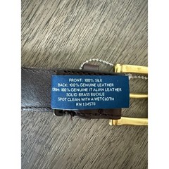 Vineyard Vines Pink Whale Print Silk & Leather Belt Solid Brass Buckle Size 54