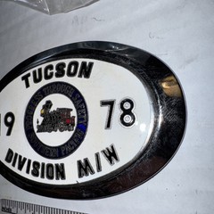 1978 Southern Pacific Tucson Division Railroad Safety Silver Belt Buckle