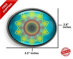 Sunflower Belt Buckle – Abstract Mother Nature Handmade Oval Buckle – 708