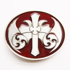 CELTIC CROSS IRISH RED MEDIEVAL GOTHIC BELT BUCKLE