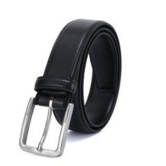 DOSHI Vegan Leather Belt for Men – 1 3/8&Prime; Width, PVD Polished 32, Black