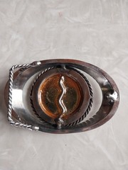 Oval Silver Tone Rope Edge Union Logo Western Belt Buckle Metal Fits 1.5 in
