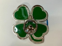 Lucky Four Leaf Clover Shamrock Green Silver Novelty Bottle Opener & Belt Buckle