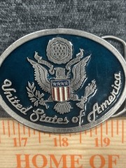 UNITED STATES OF AMERICA Blue Enamel EAGLE crest BELT BUCKLE 2240
