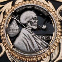 Unique Abraham Lincoln Skull Hobo Nickel Cut Out Coin Design Belt Buckle