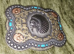 Nocona Mens Chief Skull Belt Buckle 37038