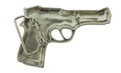 Gun Belt Buckle Silver Chrome Metal Blinged Iced Style Fashion Men Women Cowgirl
