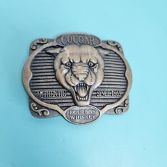 Cougar Bourbon Belt Buckle Whiskey Metal Alcohol Promo Vintage Antique Bronze