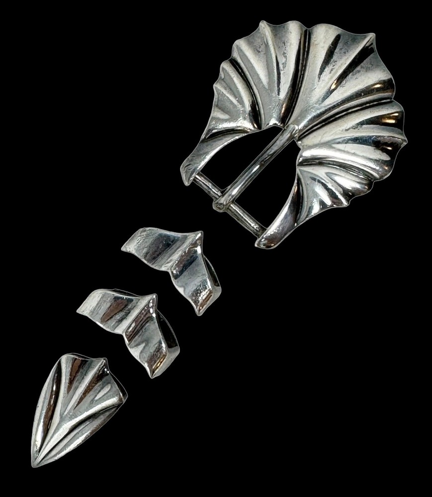 Michael Tatom Santa Fe NM 1” Sterling Silver 4-Piece Western Belt Buckle Set