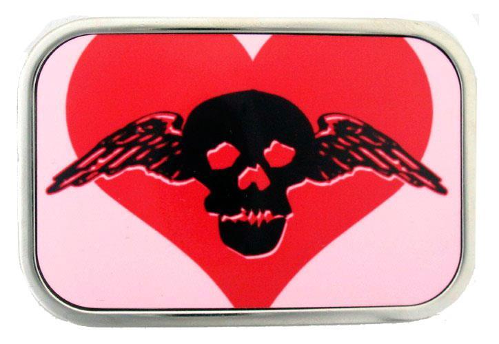 Belt Buckle Skull Wings Heart Pink Buckledown Silver Stainless Steel Punk Rock