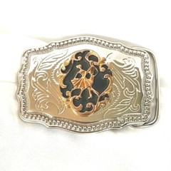 Belt Buckle Dancing Couple Made in the USA Embossed Black/Silver/Gold tone