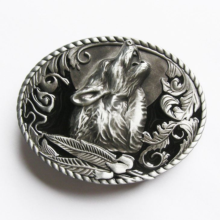 Howling Wolf Western Metal Belt Buckle