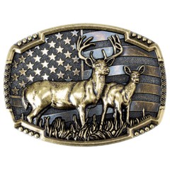Animal Deer Belt Buckle Western Cowboy Native American Motorcyclist (DER-08-G)