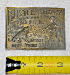 VINTAGE BUSTER BROWN AND TIGE BELT BUCKLE – HEAVY BRASS