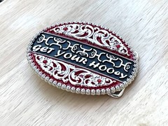 Western Buckle Silver Black Red Cowboy 4×3 for 2 » Hooey Buckle Hebilla Vaquero
