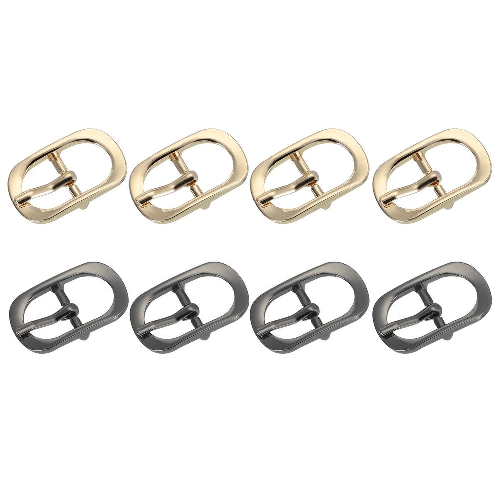 8Pcs 0.6&Prime; Single Prong Metal Roller Pin Belt Buckles Light Gold/Black