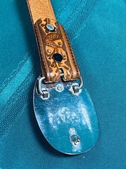 Tex Tan Full Grain Cowhide Belt Size 36 Tool Silver Buckle Polished Amber Stone