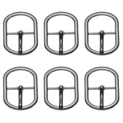 6 Pcs 1 Inch Single Prong Buckles Oval Center Bar Buckles, Black