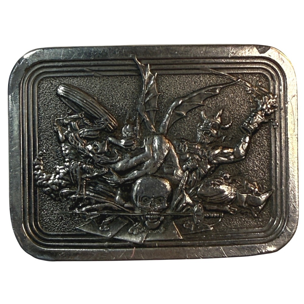 Vintage Baron Buckles Gargoyle Skull Belt Buckle Made USA Gothic Fantasy Biker