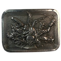 Vintage Baron Buckles Gargoyle Skull Belt Buckle Made USA Gothic Fantasy Biker