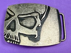 Creepy Skull Engraved Halloween Cosplay Gothic Punk Silver Color Belt Buckle