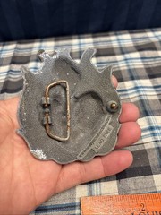 HEAVY METAL MFG. Belt Buckle Flaming Heart Barb Wire Metal DD2