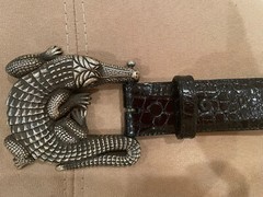 HUGE! Kieselstein-Cord Sterling Alligator Buckle And Black Alligator Belt Size 2