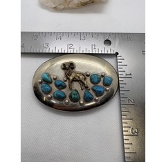 Vintage Ahumada & Sons Baboquivari Turquoise Ram Belt Buckle Silver Tone Oval