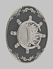 Crown Belt Buckle Vintage Spinner Silver Black Metal Western Rodeo Men Women