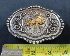 BULL RIDER RODEO WESTERN FLORAL RAISED 3D GOLD COLOR BULL COWBOY BELT BUCKLE