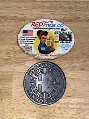 HY Capacity Belt Buckle Collector SOLID METAL Man Cave Patina Mahon Dist. BROKEN