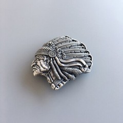 Vintage Silver Plated Chief Belt Buckle Gurtelschnalle Boucle de Ceinture