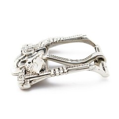 German silver skull belt buckle « Jolly Roger », Pin type Skeleton belt buckle