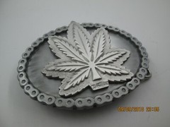 weed marijuana pot ganja leaf 420 biker belt buckle