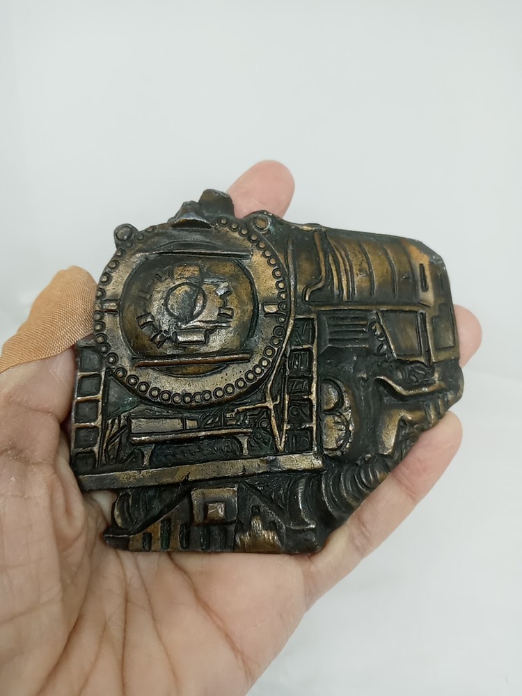 Vtg. Install 1978 Bronze Locomotive Train Belt Buckle. Antiq Finish.#1142. Heavy